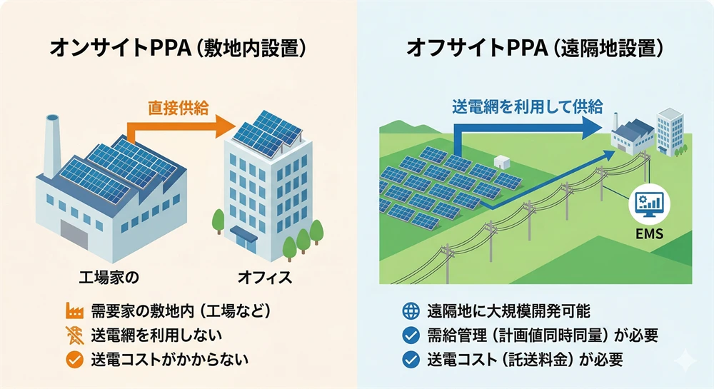 オンサイトPPAとオフサイトPPAの違い